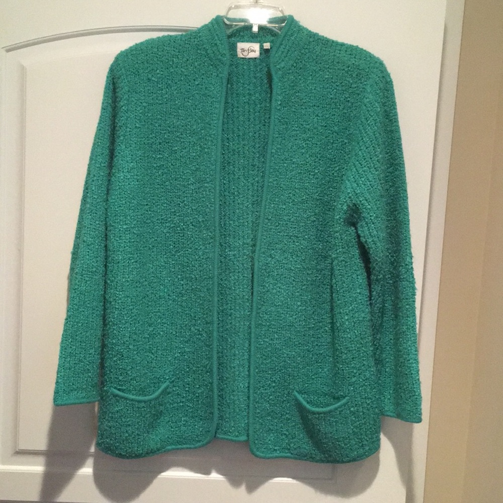 Tan Jay Boucle Sweater Jacket - Large